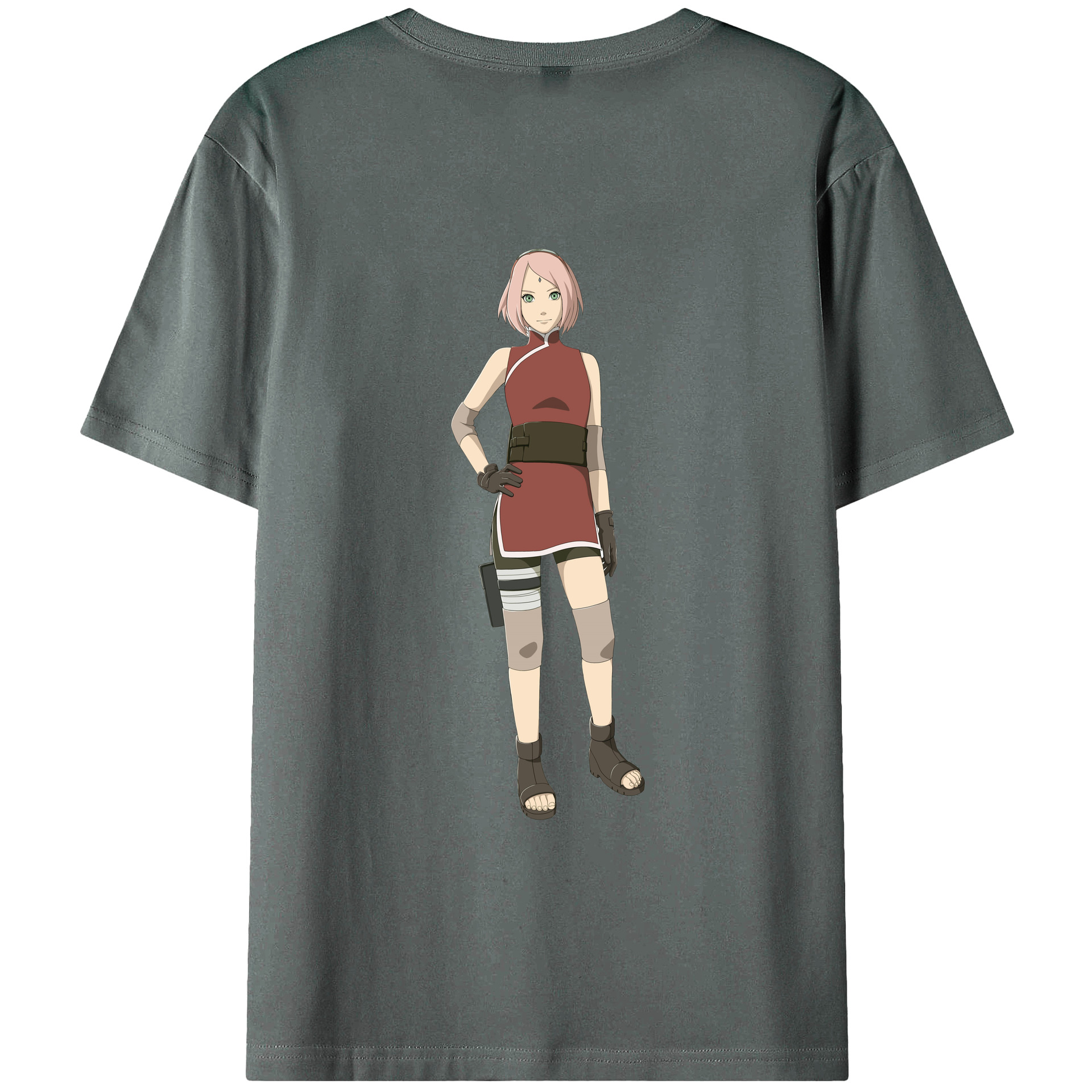 （画像用） NARUTO -ナルト- 春野サクラ Haruno Sakura 綿100％ メンズ半袖Tシャツ（バックプリント） 通気性